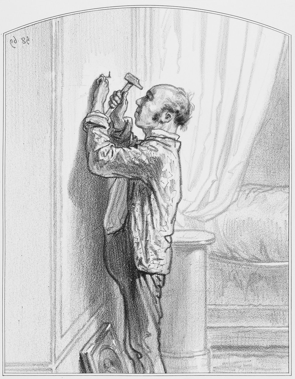 Portrett av Prima Donna, plate 4 fra Les Toquades, 1858 av Paul Gavarni