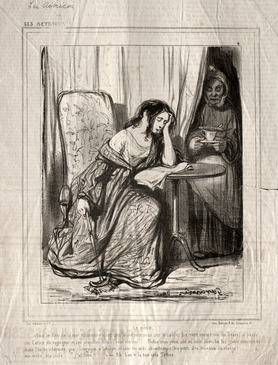 Skuespillerinnene: rollen, 1843. av Paul Gavarni