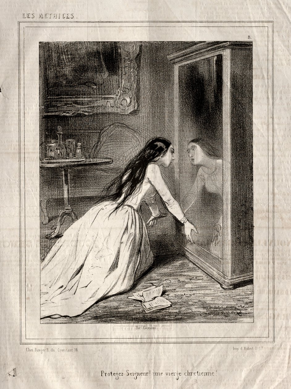 Skuespillerinner: Beskytt Herren! en kristen jomfru, 1843. av Paul Gavarni