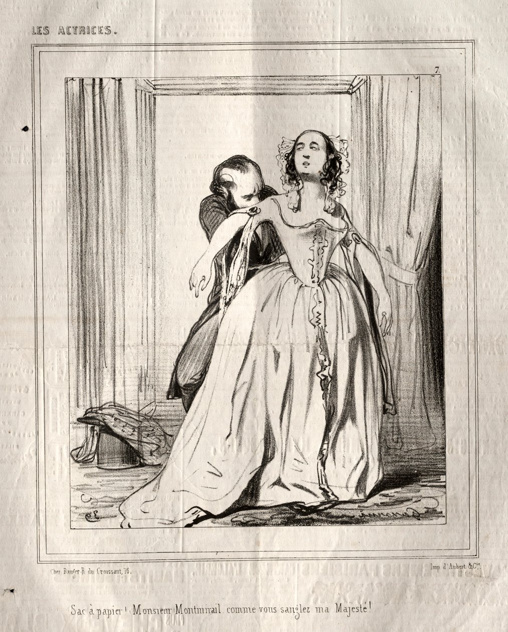 Skuespillerinnene: Papirpose! Monsieur Montmirail hvordan du fester min Majestet!, 1843. av Paul Gavarni