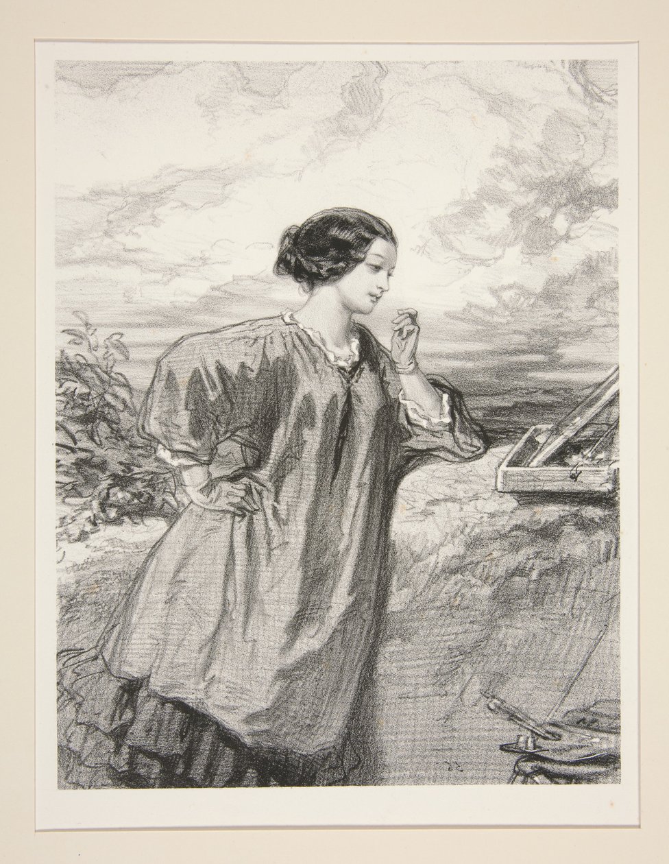 Kvinnelige kunstnere / Frøken Marie de N... av Paul Gavarni