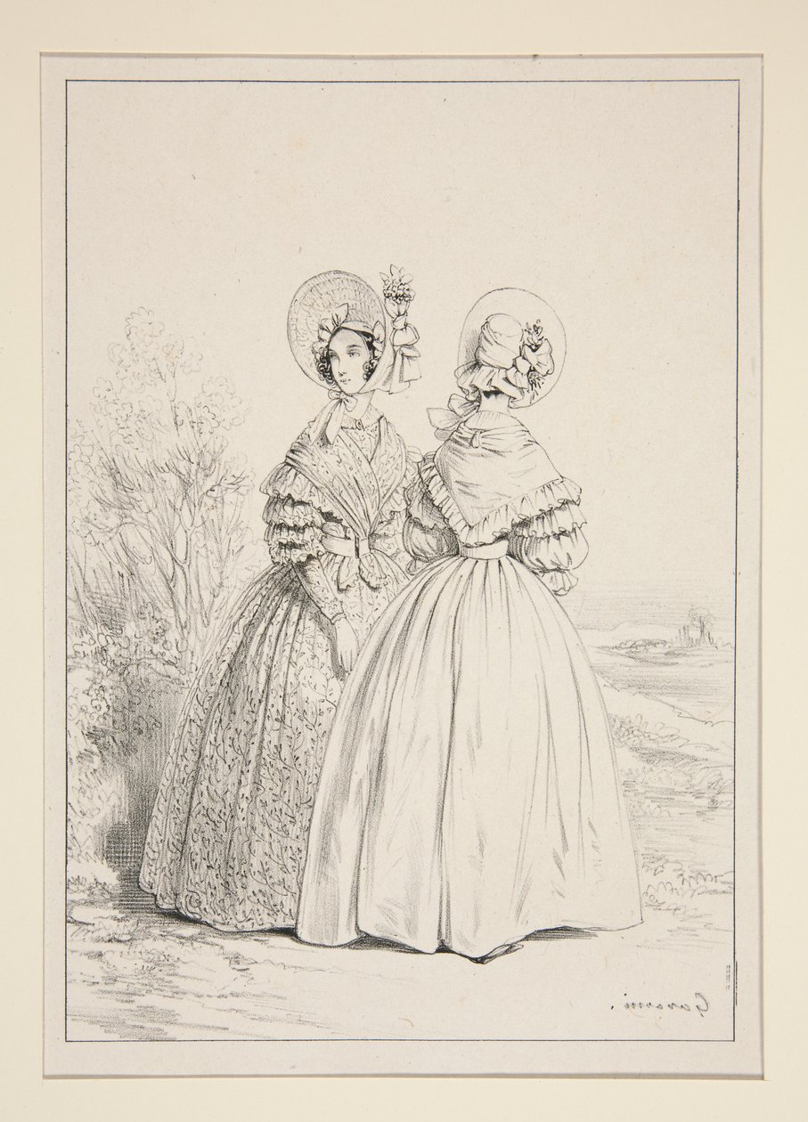 MAI 1837. Kyse (sic) med snøring og bukett fioler; ... av Paul Gavarni