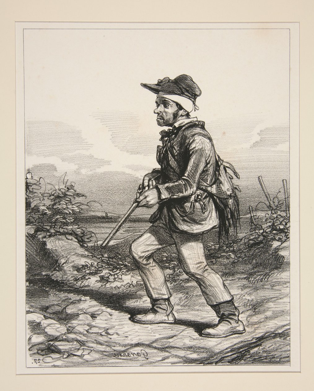 Herr Gontard (du Clos-Gorju), stor grunneier, valgbar velger, på jakt ved daggry (Fra serien: Types Contemporaines) av Paul Gavarni