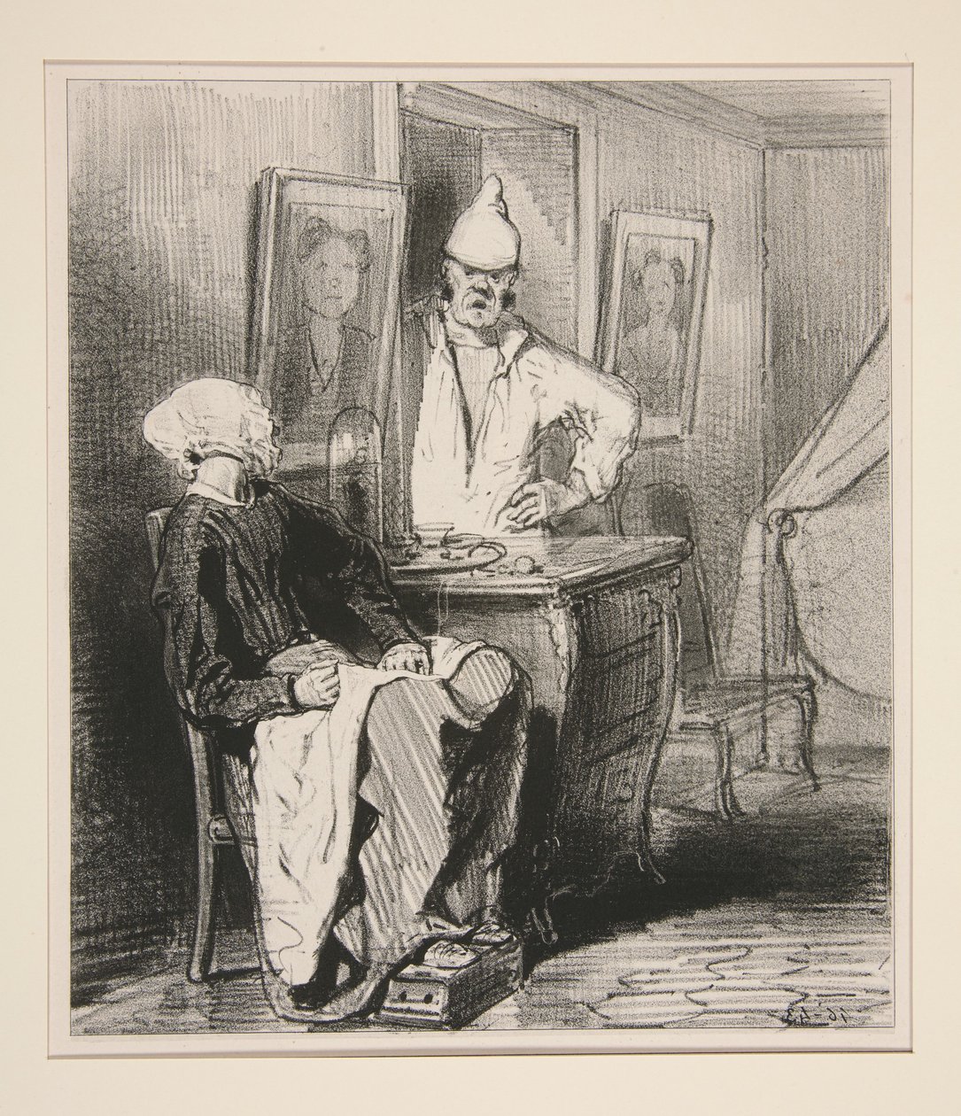 Madame Surmonsin, i kveld er det trettien år siden du ikke lenger var mademoiselle Boucle. av Paul Gavarni
