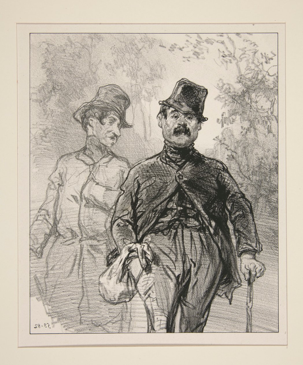 Gentlemen offiserer av regimentet i garnison i skogen til Bondy. av Paul Gavarni