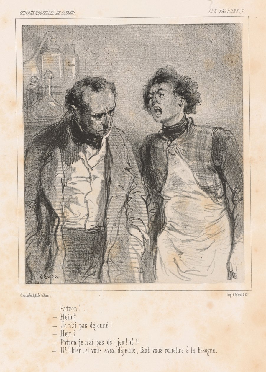 Sjef! - Hva? - Jeg har ikke spist frokost! - Hva?... av Paul Gavarni