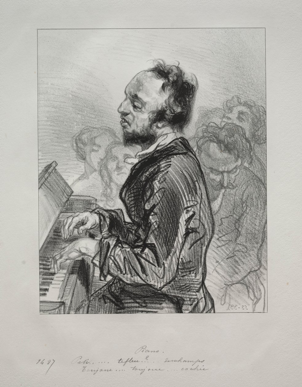 Piano, 1853. av Paul Gavarni