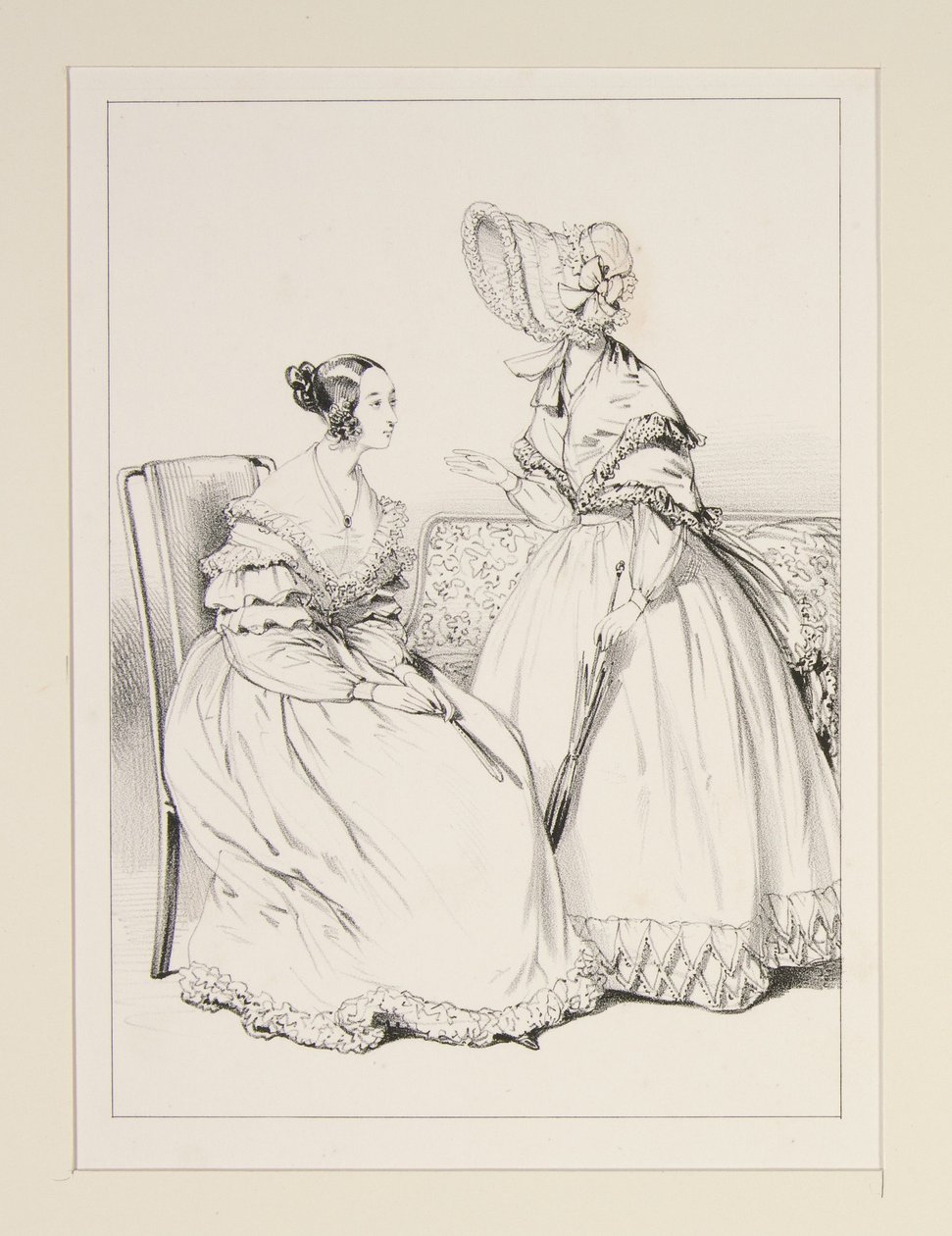 SEPTEMBER 1838. Musselinkjole med blondevolanger; ... av Paul Gavarni