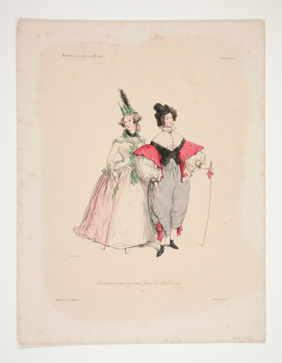 ORIGINAL TRAVESTISSEMENS (sic) for ballene fra 1834. Nr. 2 og 3. av Paul Gavarni