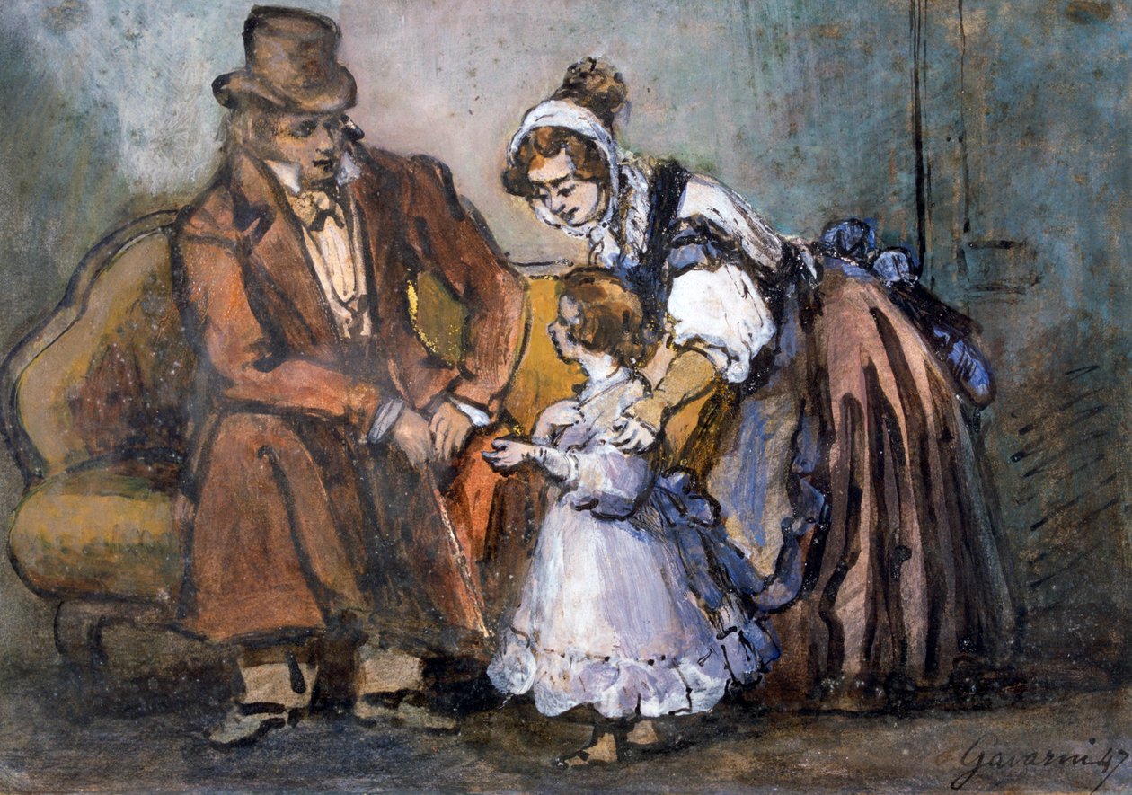 Den lykkelige familie, 1847 av Paul Gavarni