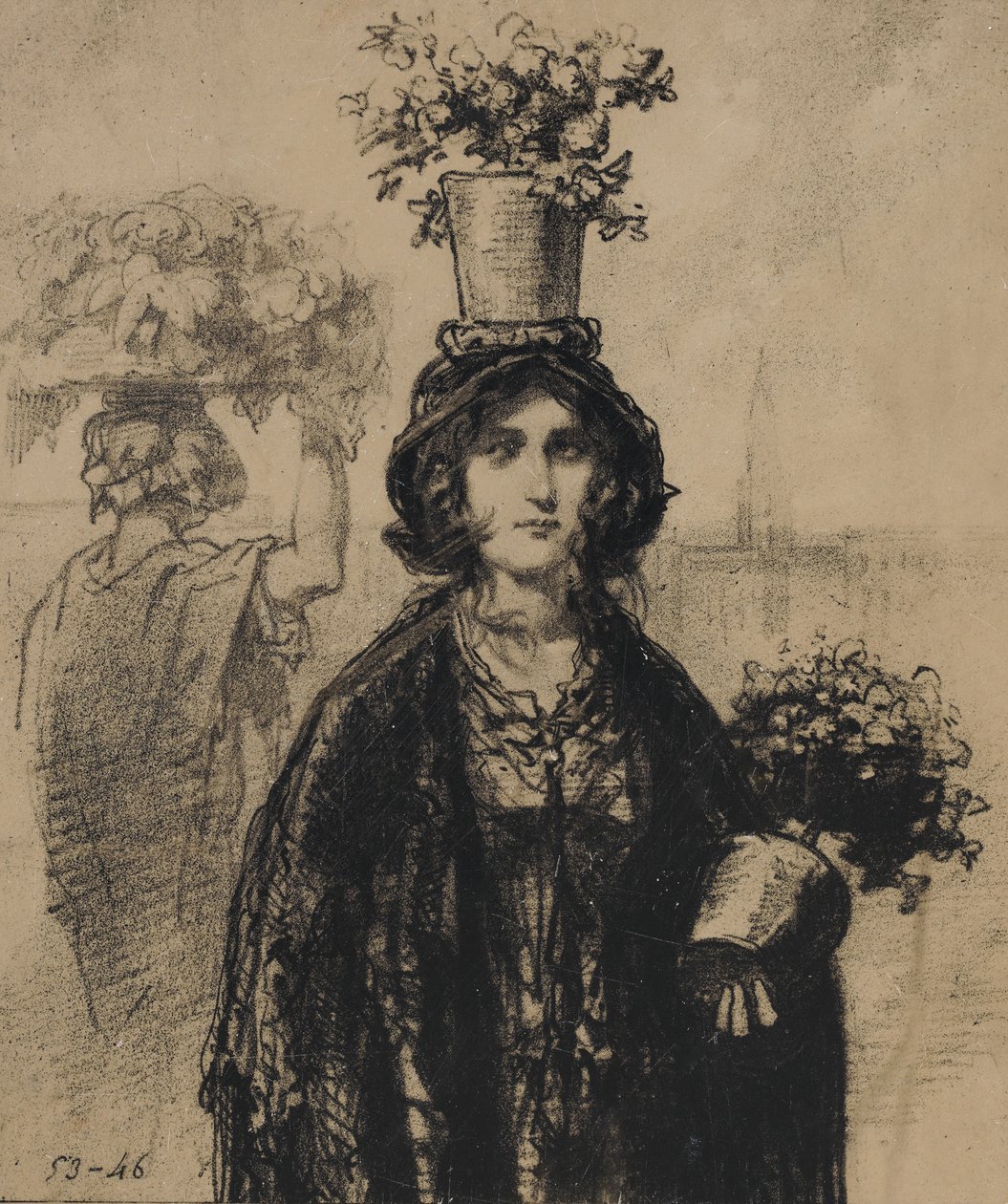 Vi har på oss massevis av blomster denne våren, spesielt på hatter Fashionable Magazine, plat..., 1853. av Paul Gavarni