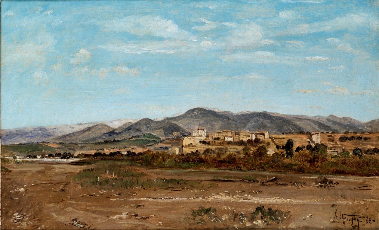 Landsbyen Lauris, i Vaucluse ved bredden av elven Durance, 1868 av Paul Guigou