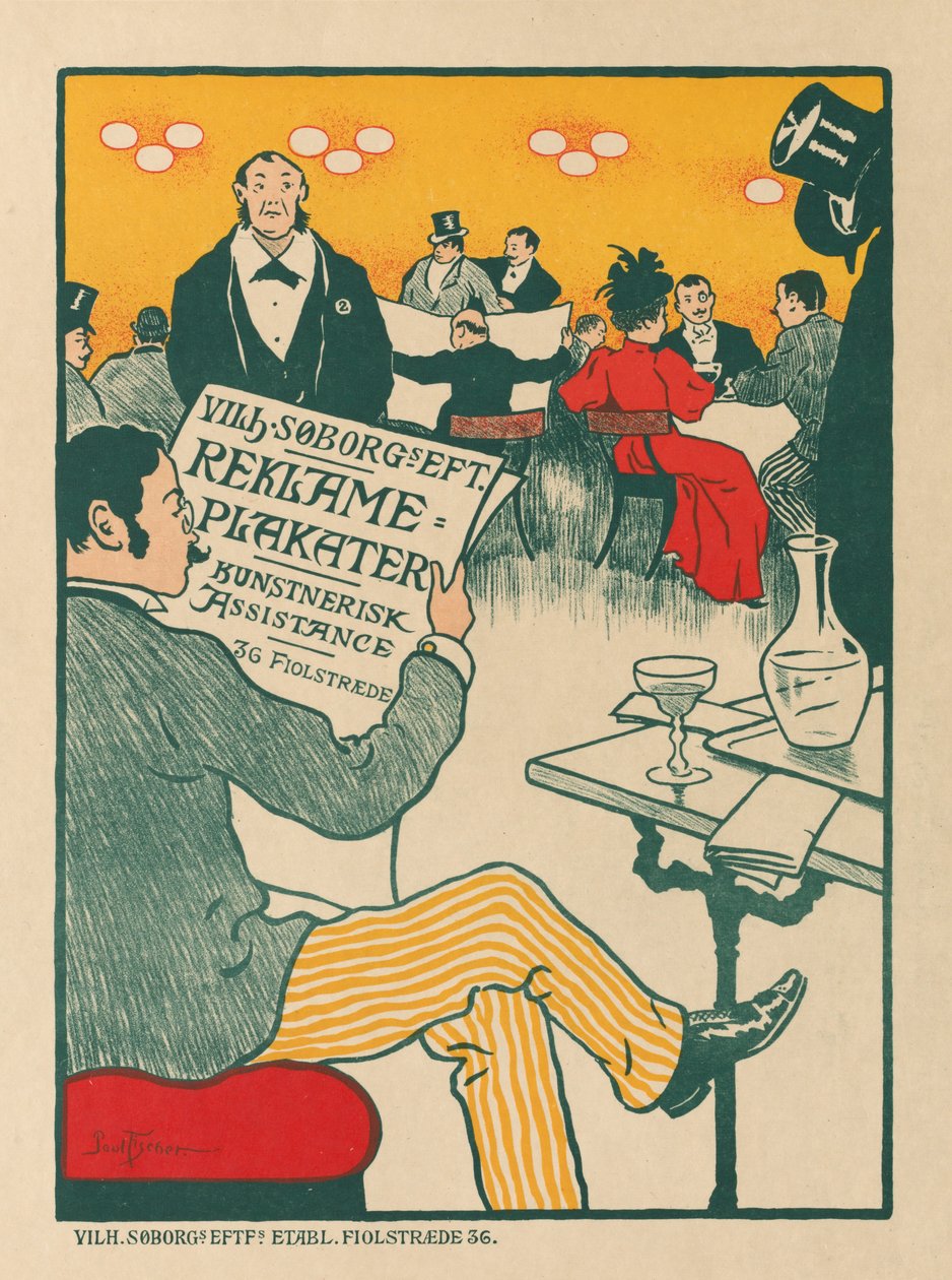 Mestere av plakaten: Plakat for utstilling av kunstneriske plakater av Wilhelm Söborg, ca. 1895. av Paul Gustav Fischer