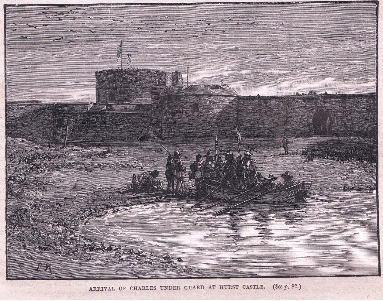Ankomst av Charles I under vakt ved Hurst Castle AD 1648 av Paul Hardy