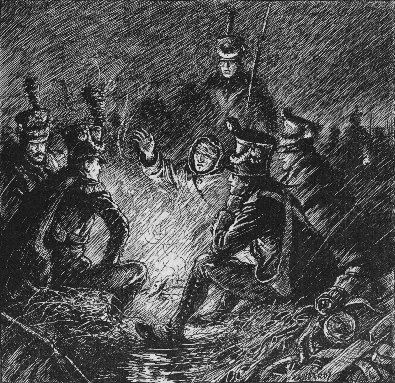 Både franskmenn og allierte bivuakkerte i gjørme og vann, 1902 av Paul Hardy
