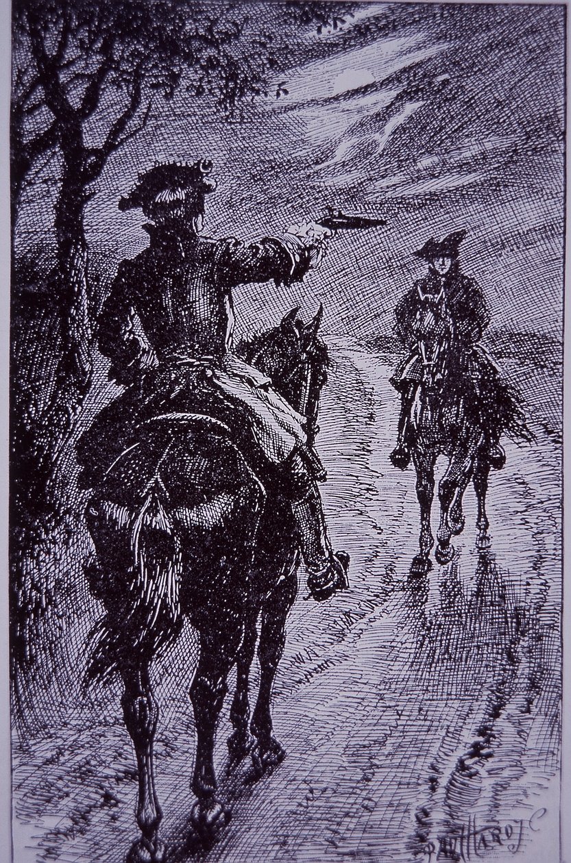 Dick Turpin møter motorveimannen Tom King (gravering) av Paul Hardy