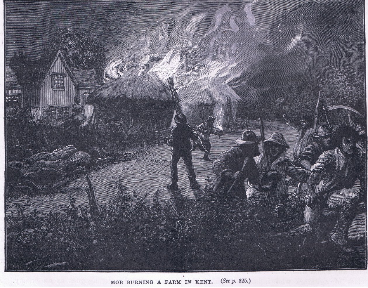 Mob brenner en gård i Kent i 1830 av Paul Hardy