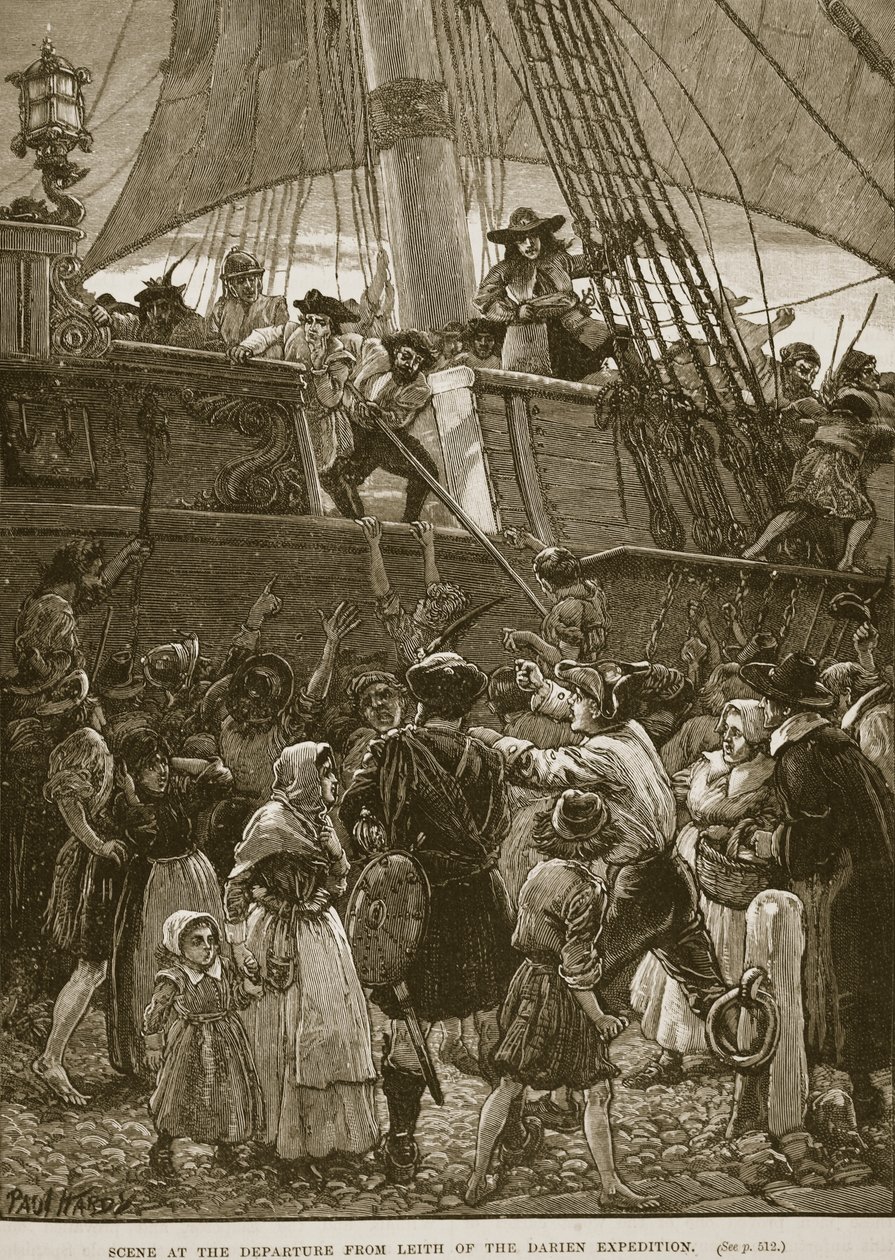Scene ved avgangen fra Leith fra Darien-ekspedisjonen, illustrasjon fra 
