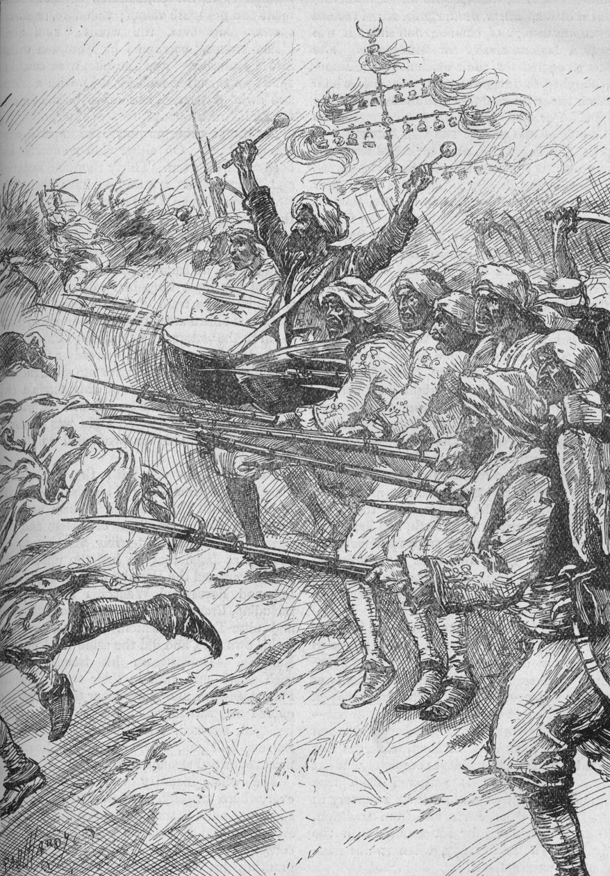 Janitsjarene skyndte seg til angrepet i full fart og med faste bajonetter, 1902 av Paul Hardy