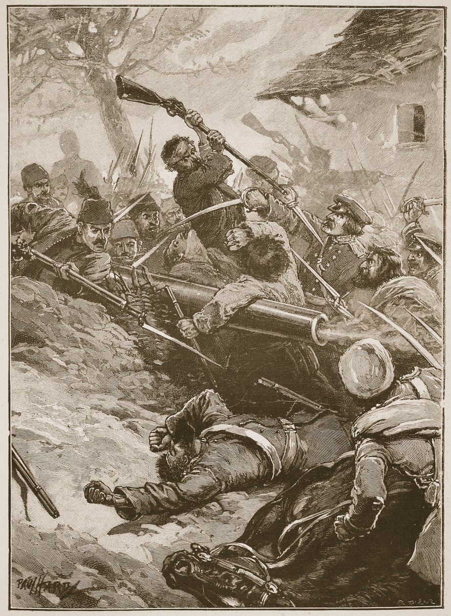 "Så fulgte et hodelangt rush", illustrasjon fra "Battles of the Nineteenth Century" av Archibald Forbes, GA Henty og major Arthur Griffiths av Paul Hardy