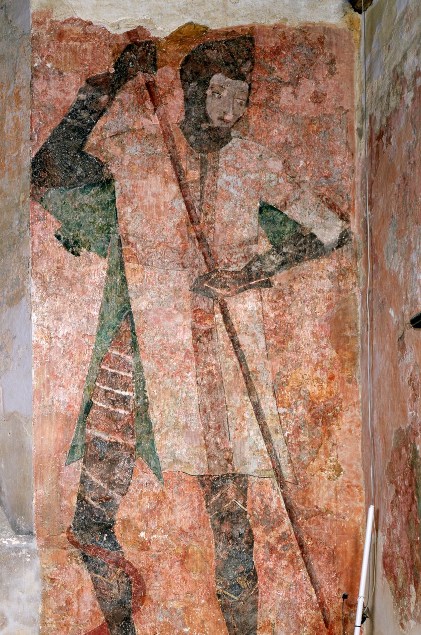 Veggmaleri av St George i kapellet, Farleigh Hungerford Castle, Somerset, c2007 av Paul Highnam