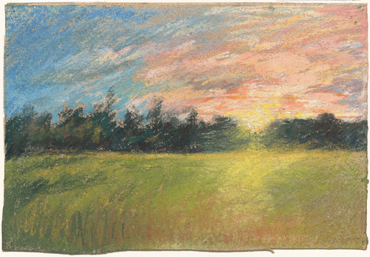En eng ved solnedgang av Paul Huet