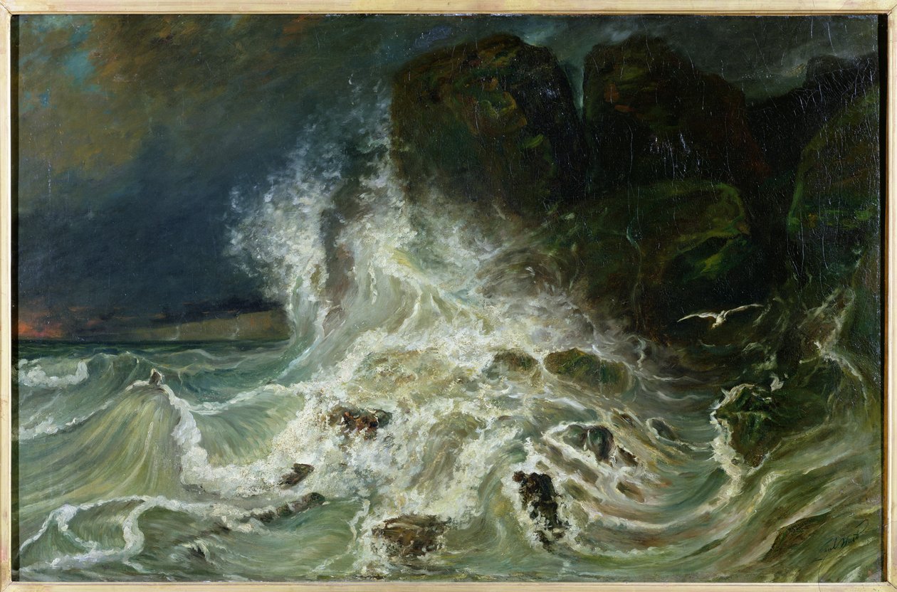 Breakers off Granville Point in the Channel, 1853 av Paul Huet