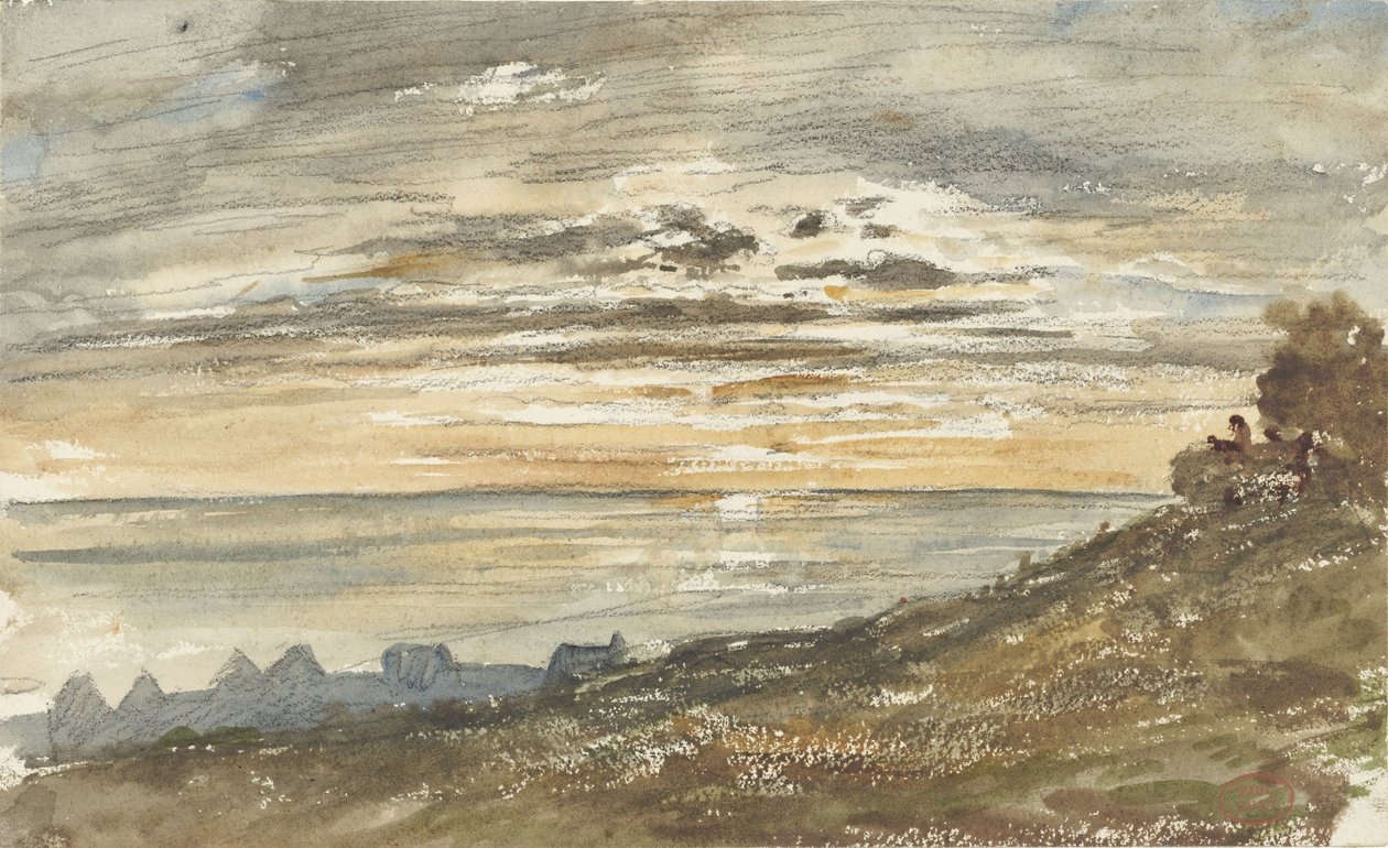 Solnedgang i Trouville av Paul Huet