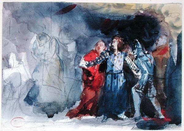 The Ghost of the King Appearing to Hamlet, scene fra første akt av 