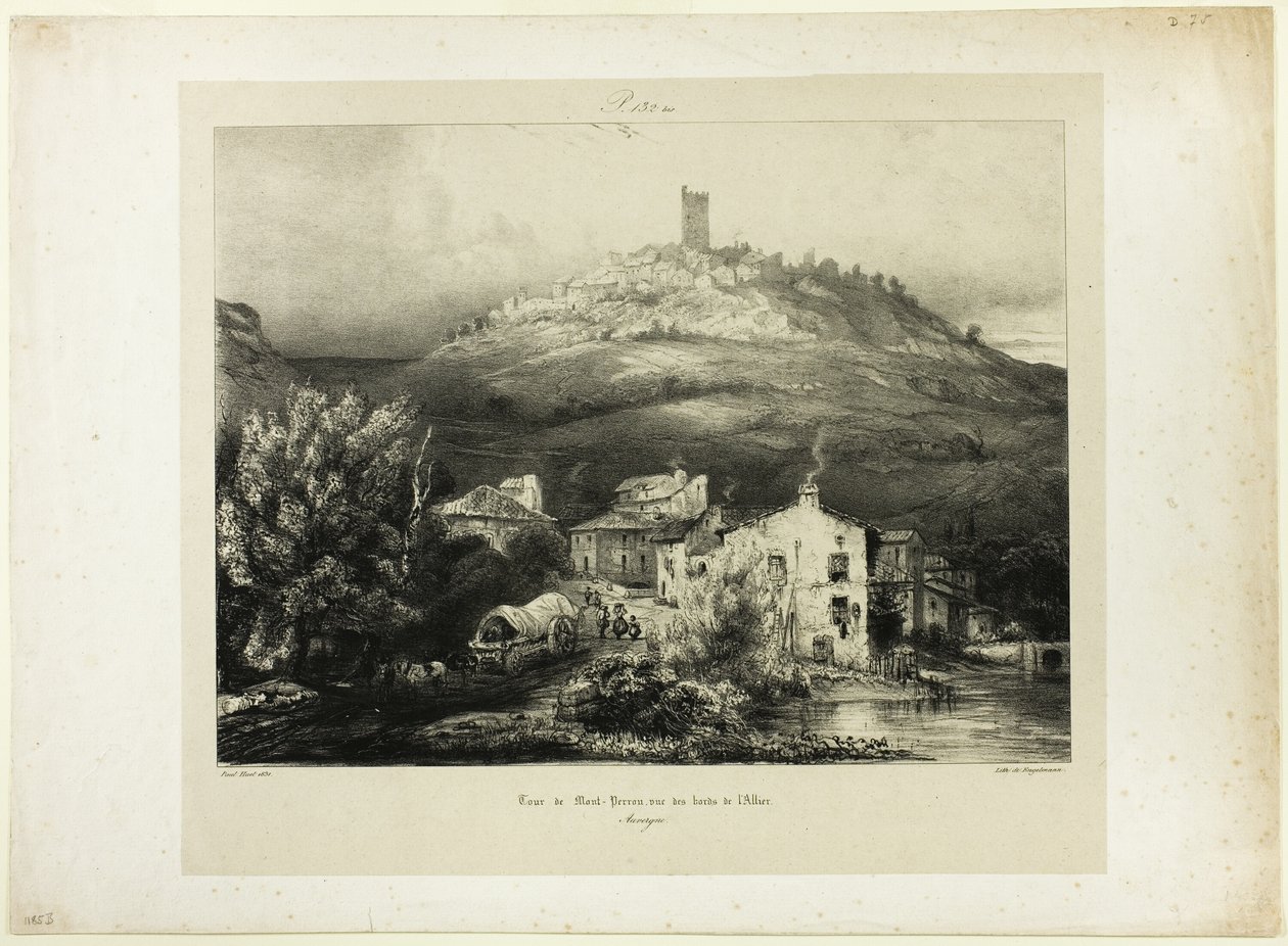 Tårnet i Mont-Perrou, sett fra bredden av Allier (Auvergne) av Paul Huet