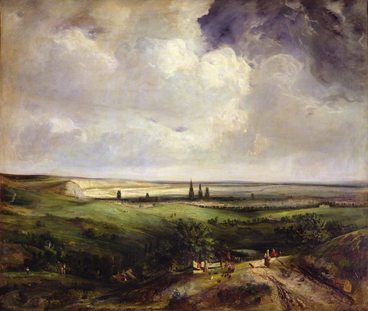 Utsikt over Rouen, 1831 av Paul Huet