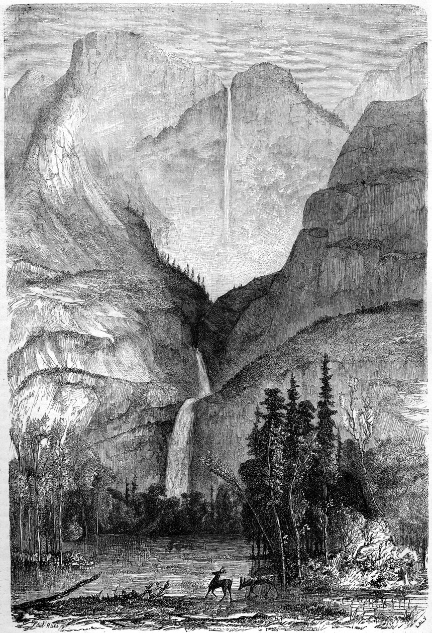 Yosemite Falls, California, 1800-tallet. av Paul Huet