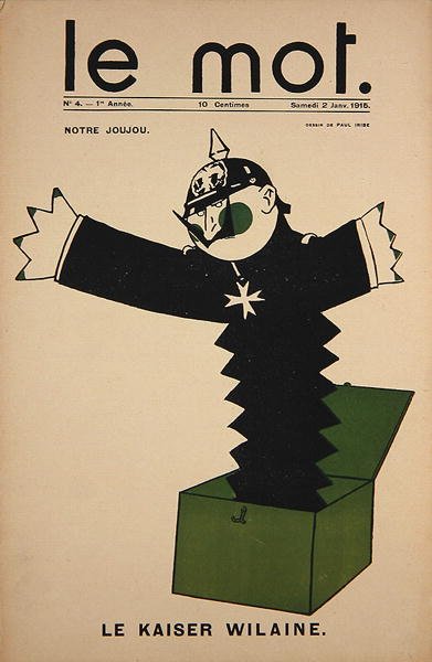 Notre Joujou, Le Kaiser Wilaine, forside av Le Mot, 2. januar 1915 (farge litho) av Paul Iribe