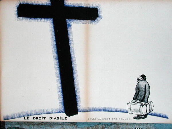 Det kristne korset og retten til asyl, illustrasjon fra 'Parlons Francais' av Paul Iribe