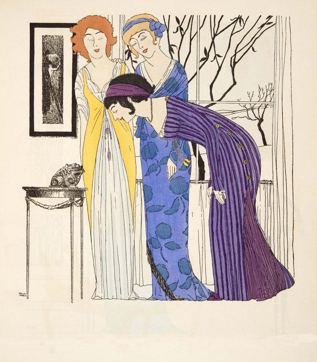 Tre empire-kjoler fra puben Les Robes de Paul Poiret. 1908 (stensiltrykk) av Paul Iribe