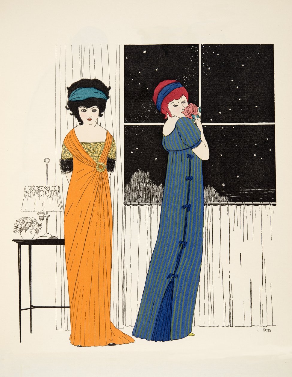 To empire-kjoler fra puben Les Robes de Paul Poiret. 1908 (stensiltrykk) av Paul Iribe