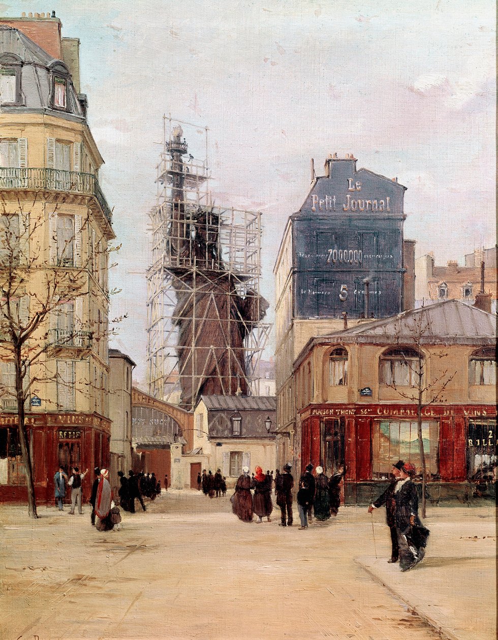 La Liberte lyser opp verden Frihetsstatuen laget av Frederic Auguste Bartholdi 1834-1905) i Gayet-støperiet, rue de Chazelles nær Boulevard de Courcelles i Paris før avreise til New York i 1883. Maleri av Paul Joseph Victor Darga av Paul Joseph Victor Dargaud