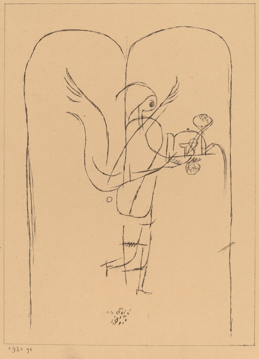 Et geni serverer en liten frokost av Paul Klee