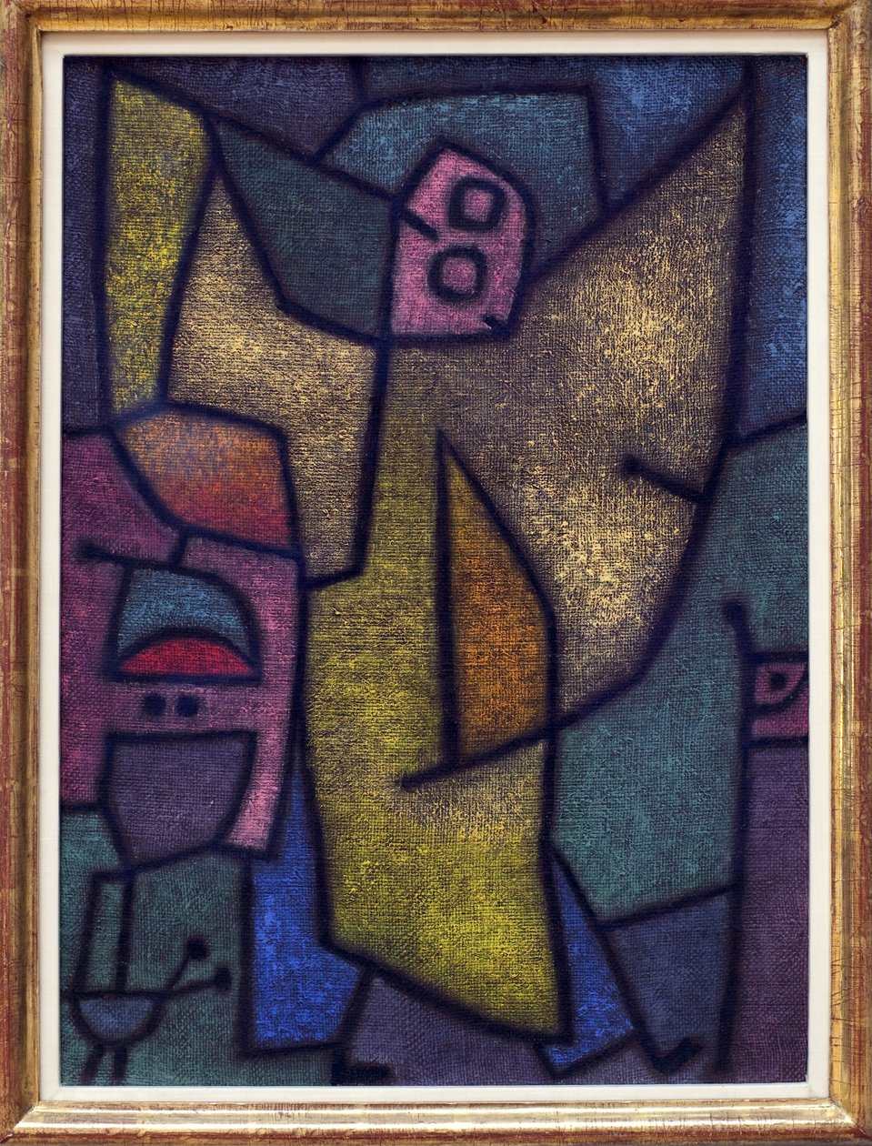 Angelus militans. Maleri av Paul Klee (1879-1940), olje, tegning ved detrempe på jute, på en bakgrunn av lim av Paul Klee