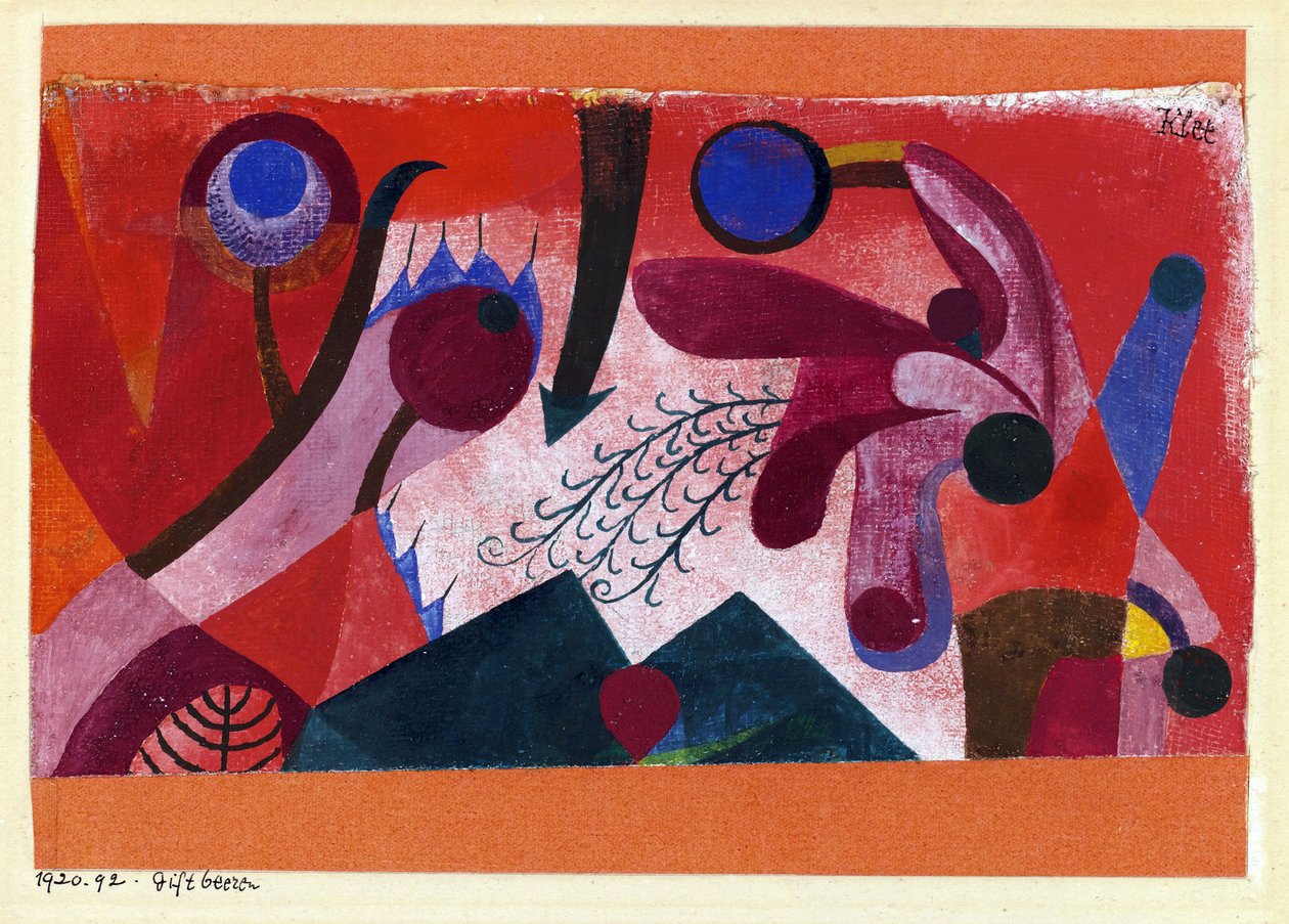 ""Giftige bær"" (Giftige bær) Akvarell av Paul Klee (1879-1940) 1920 Dim 15,4x22,2 cm Privat samling av Paul Klee