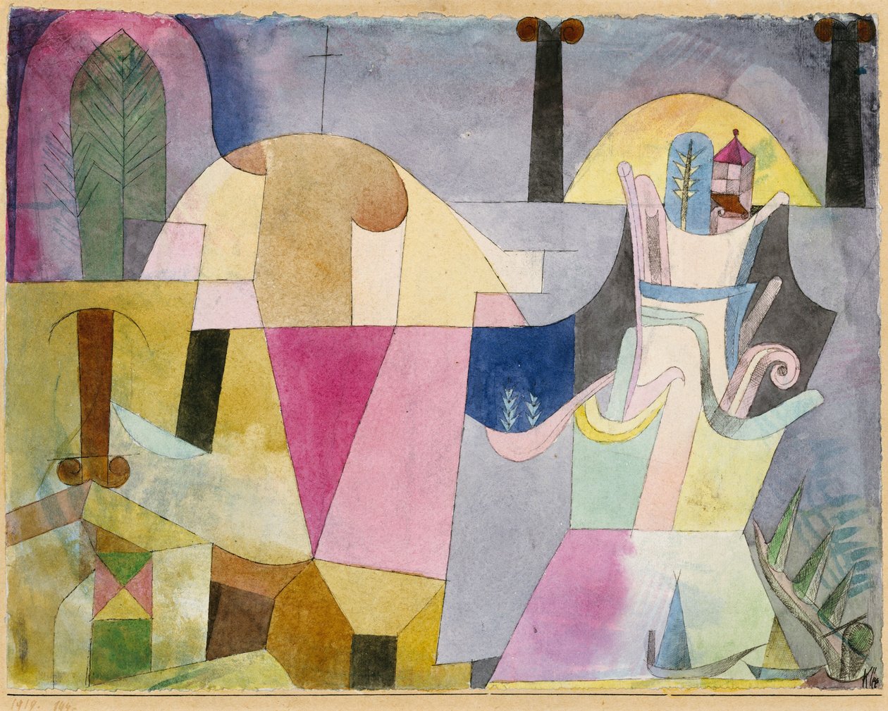 Svarte søyler i et landskap av Paul Klee