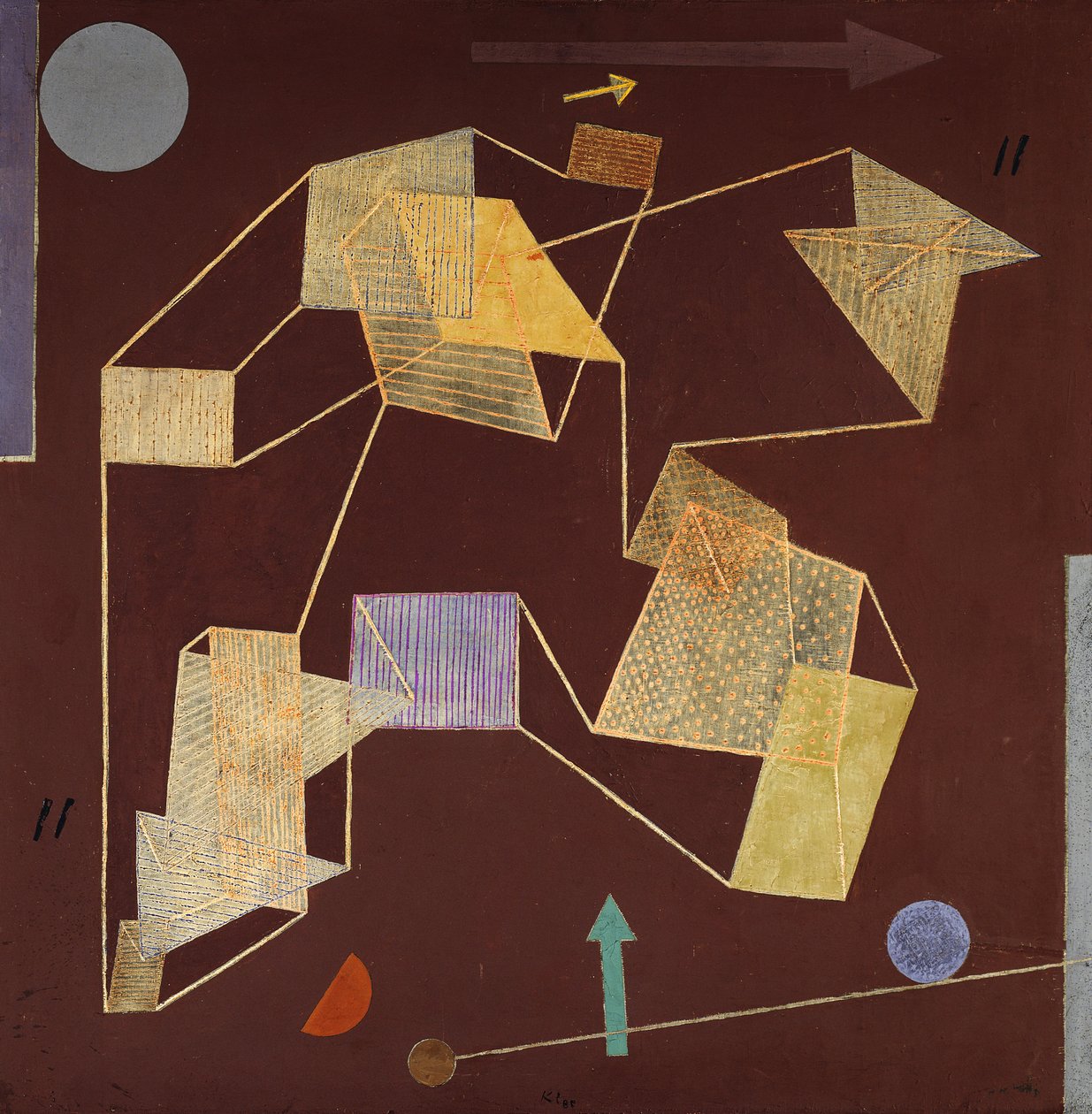 oppdrift og forskyvning (sveving); Heis og sti (gliding) av Paul Klee