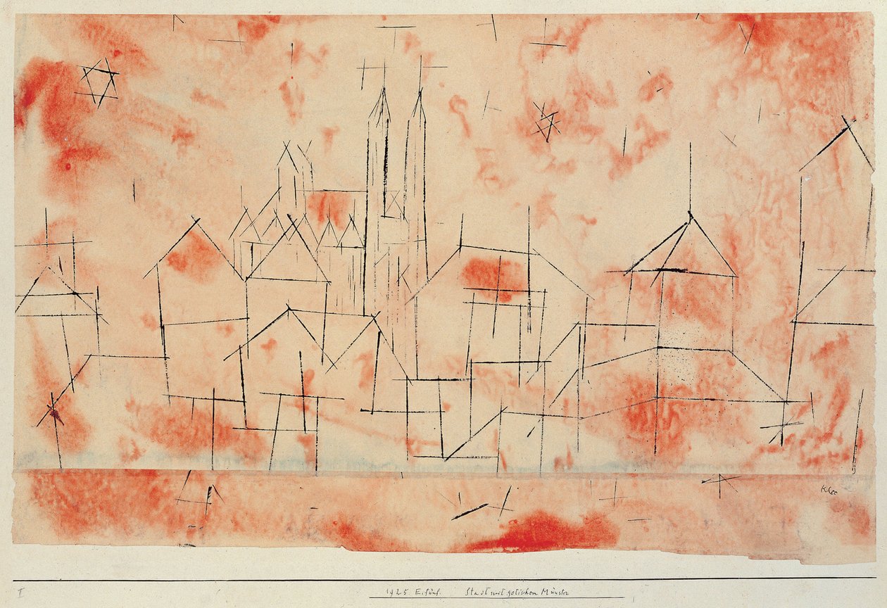 By med gotisk katedral, 1925. av Paul Klee