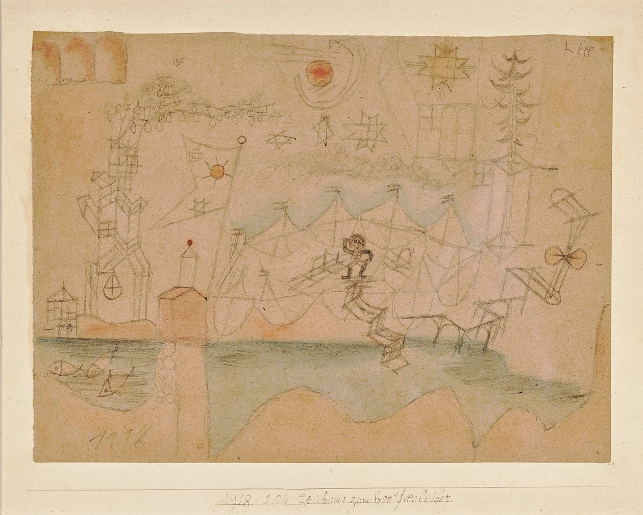 Tegning for båtutleien, 1918. av Paul Klee