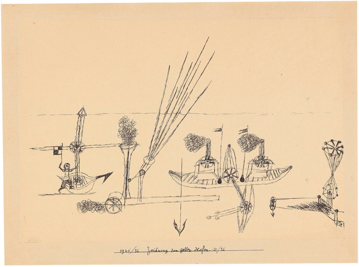Tegning for gul havn, 1921-1926. av Paul Klee