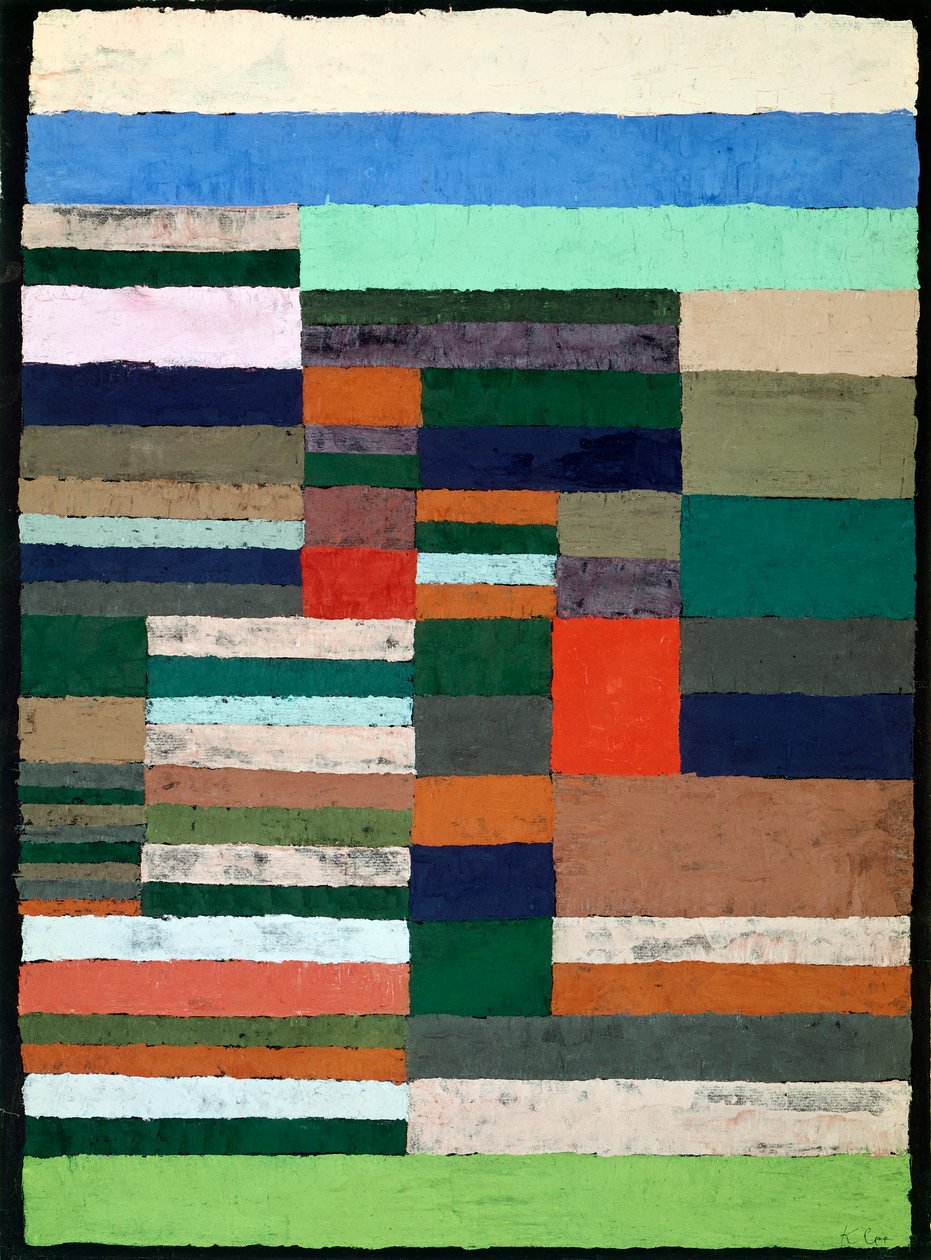 Individualisert høydemetri av striper av Paul Klee (1879-1940), pastell på papir av Paul Klee