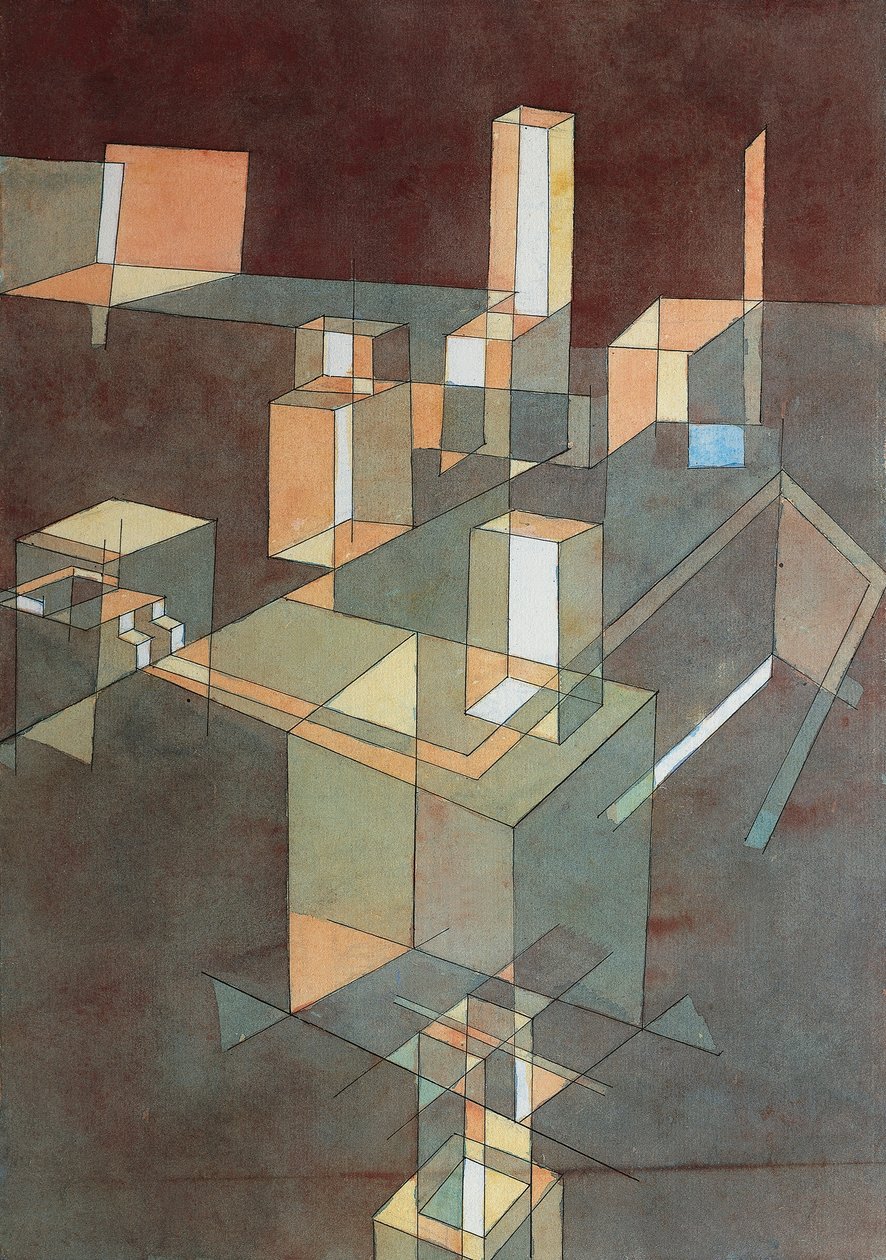 Italiensk by av Paul Klee (1879-1940), akvarell på Ingres-papir, 34x23 cm av Paul Klee