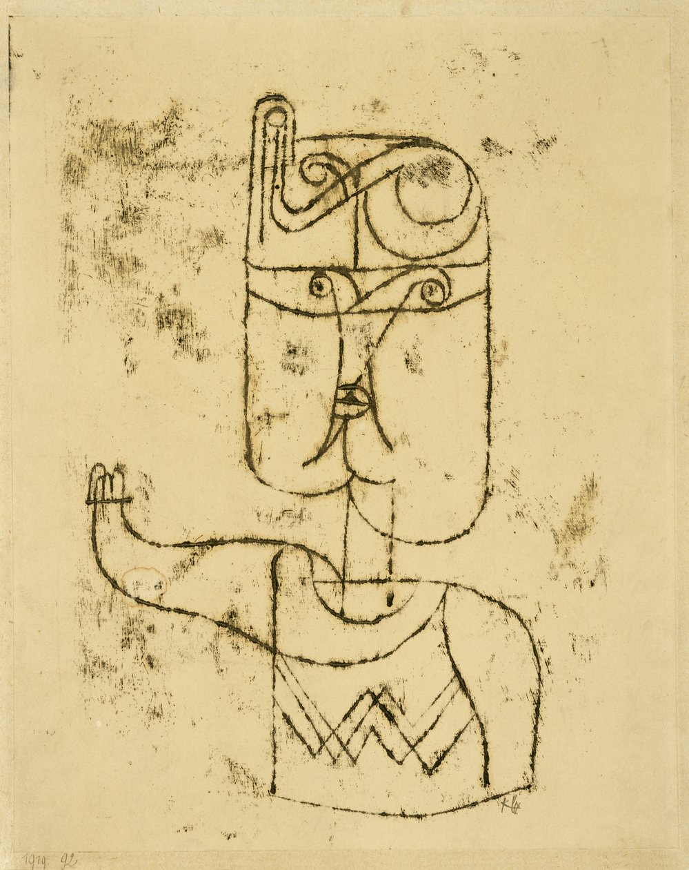 Matematisk bilde. 1919 (oljeoverføringstegning på papir, montert på papp) av Paul Klee
