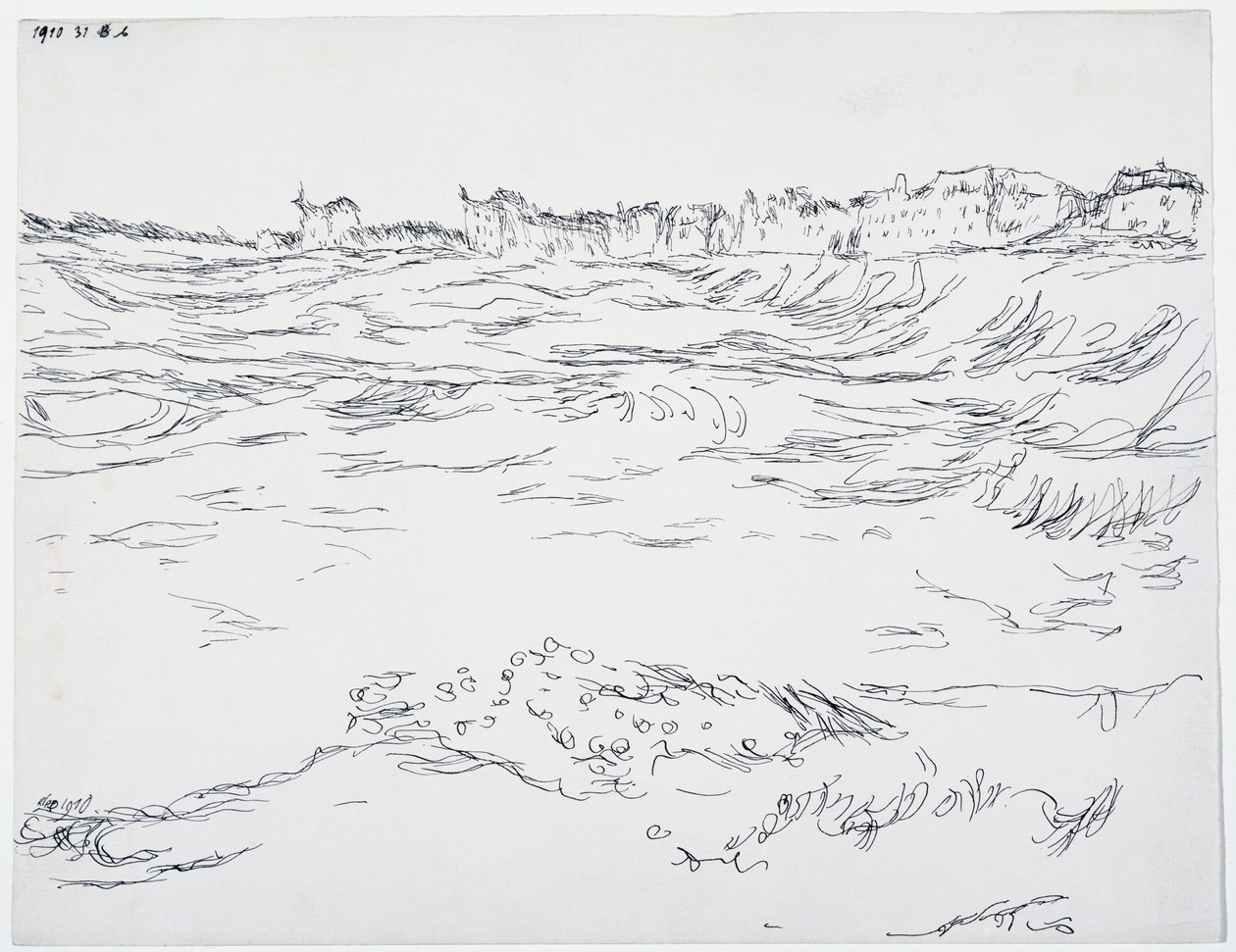 Munich Bay, Military Dugouts, mot et bakteppe av de første husene i Milbertshofen av Paul Klee