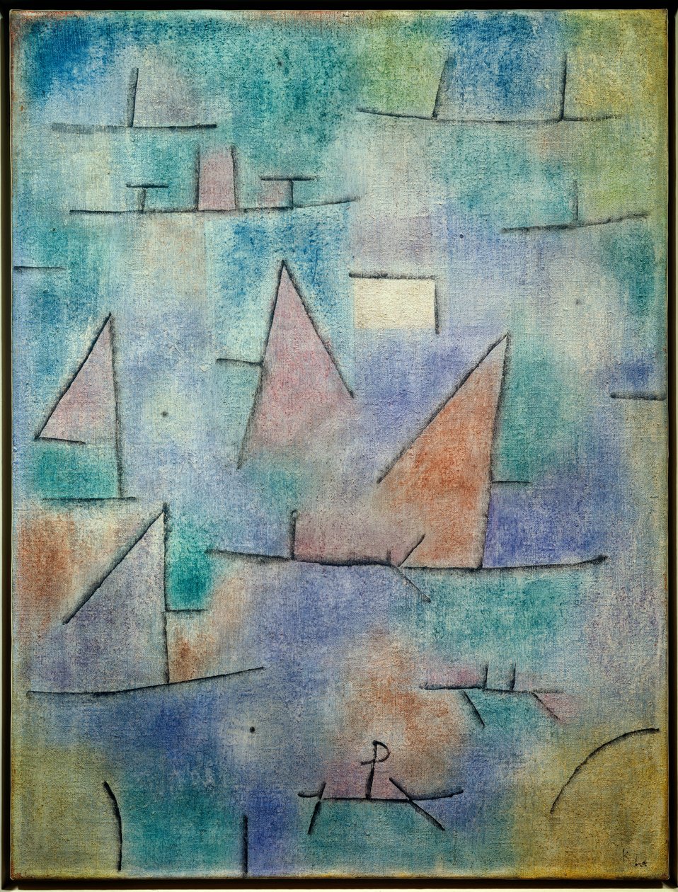 Havn og seilbåter av Paul Klee